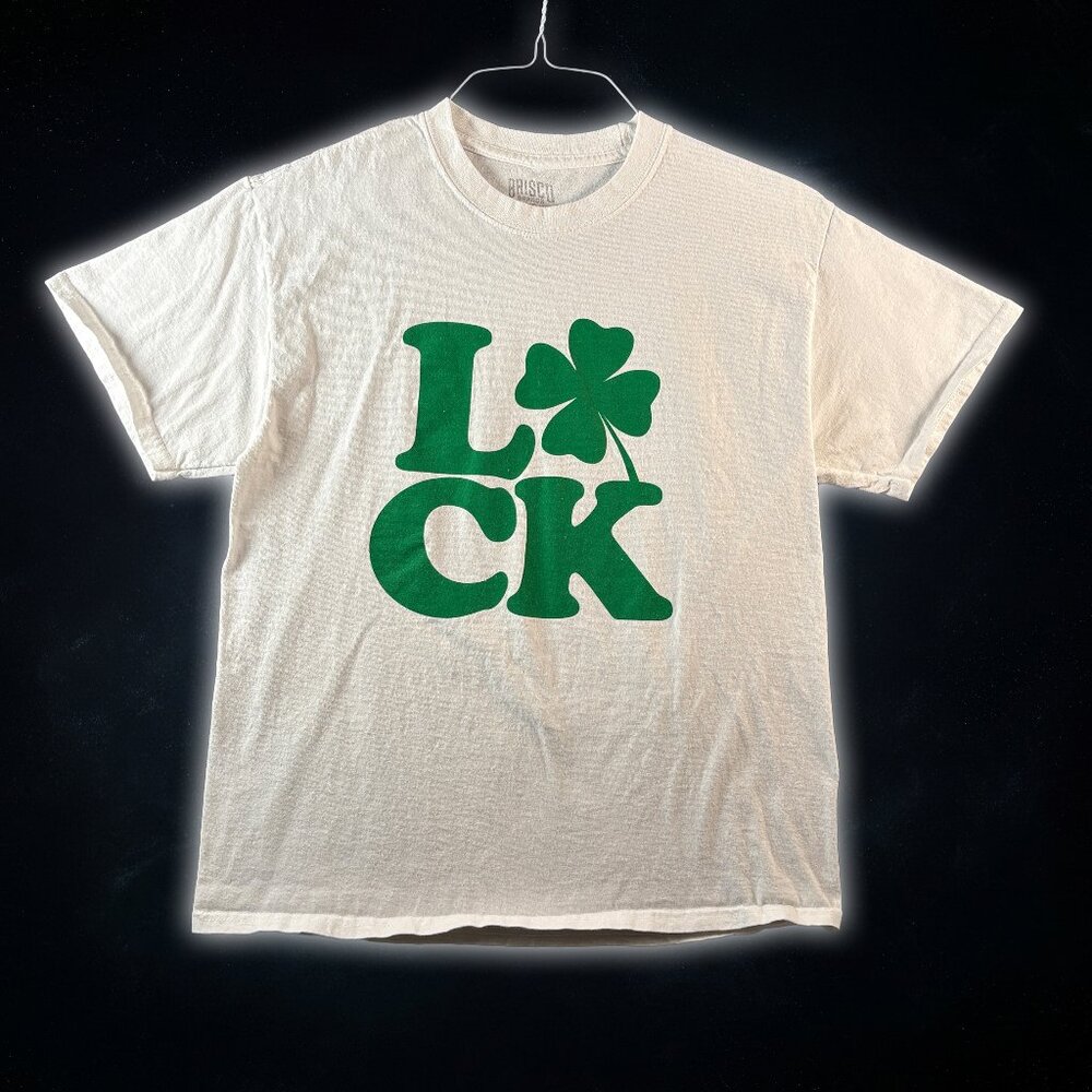 Brisco Brands White Four Leaf Clover Luck Short Sleeve T-Shirt Men's Size Medium